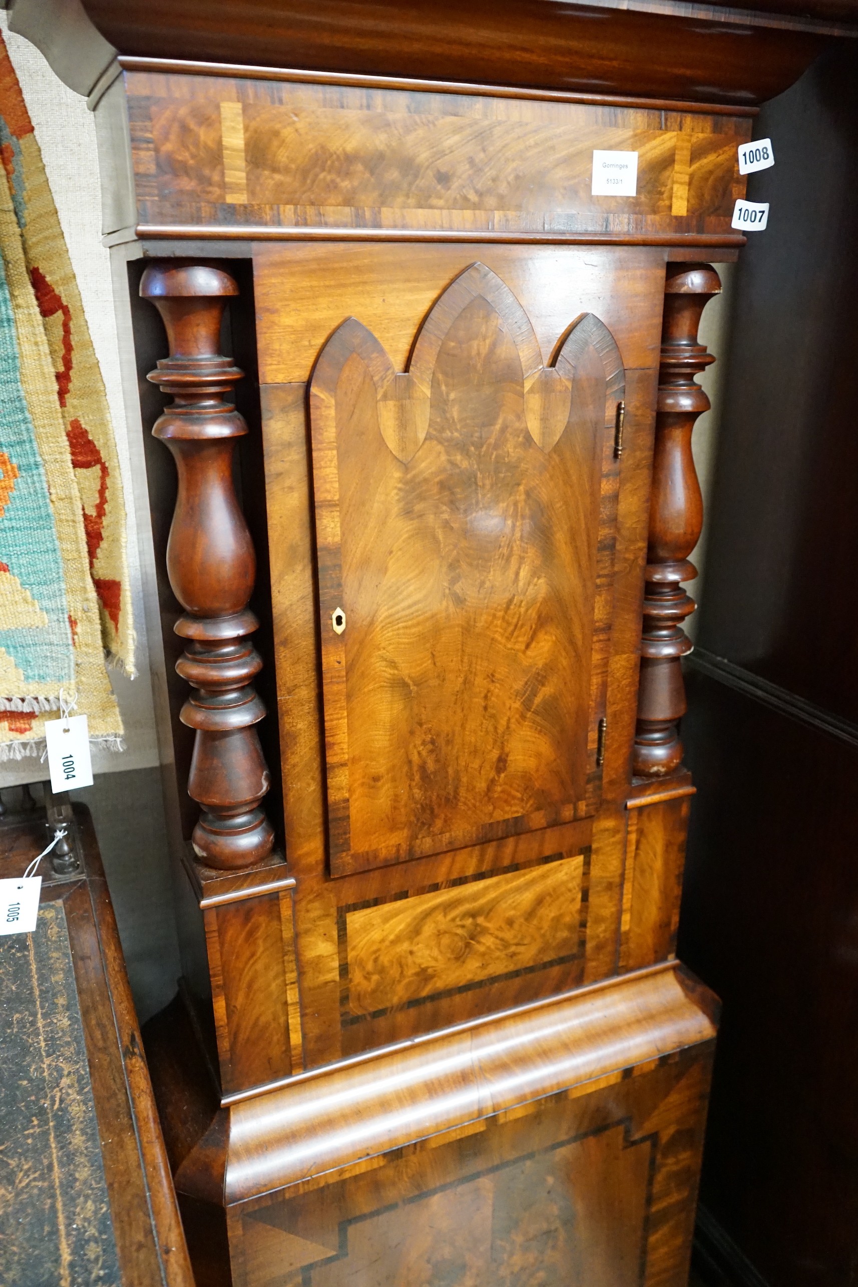 A Victorian mahogany 8 day longcase clock with painted dial marked Scott & Sons, Kendall, height 230cm